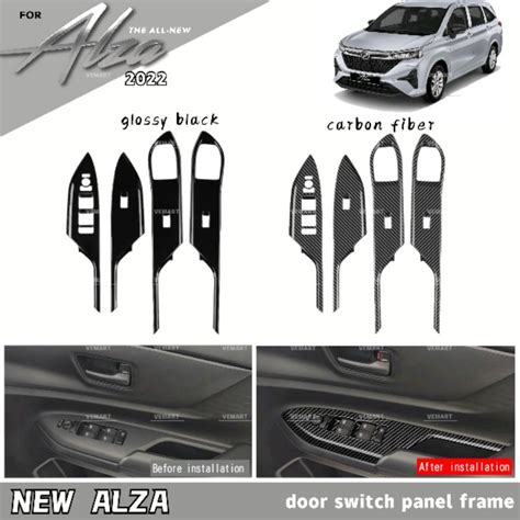 Vemart Perodua Alza Carbon Fiber Window Switch Frame Panel Cover