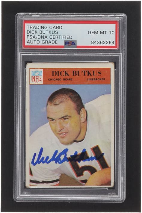 Dick Butkus Signed 1966 Philadelphia 31 RC PSA Auto 10 Pristine