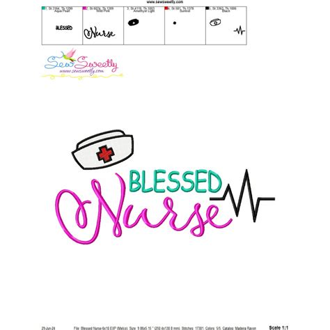 Nursing Embroidery Design Blessed Nurse