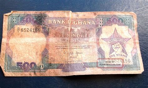 1989 Bank Of Ghana 500 Cedis Banknote Circulated Pick 28 Trees Issue M209