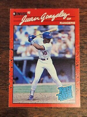 1990 Donruss Juan Gonzalez 33 Error Card Rated Rookie Rc No Dot After