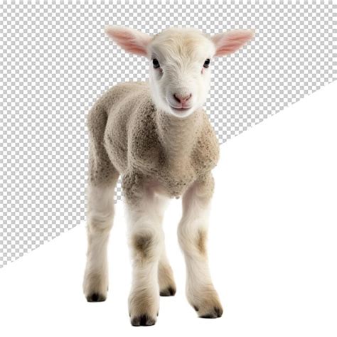 premium psd  lamb  standing  front   white background