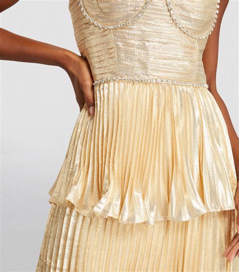 Womens Self Portrait Gold Tiered Midi Dress Harrods Uk