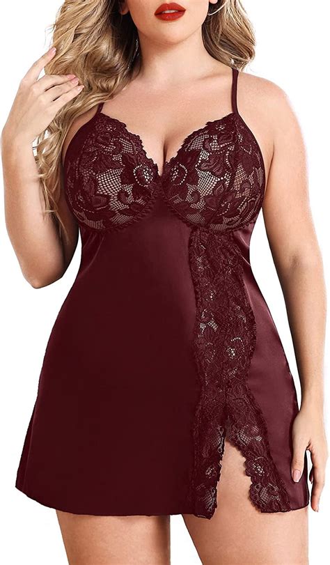 Avidlove Women S Plus Size Lingerie Sexy Lace Babydoll Mesh Strap