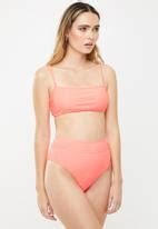 Highwaisted Banded Cheeky Bikini Bottom Fizz Rib Cotton On Bikinis