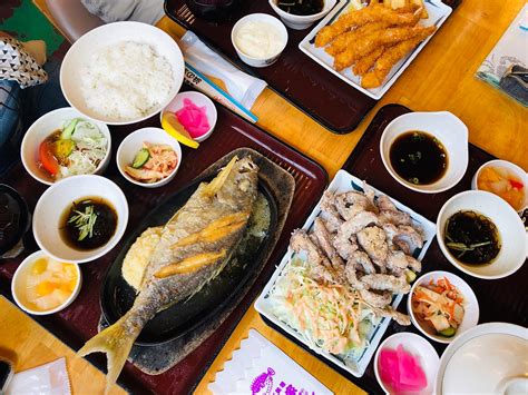 沖繩美食：海鮮料理 浜の家（濱之家） 近青洞 新鮮奶油烤魚 炸蝦定食