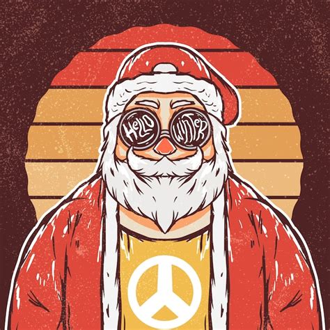 Premium Vector Retro Hippie Santa Claus Illustration