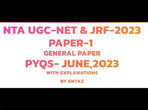 Pyqs June Paper General Paper Nta Ugc Net Jrf