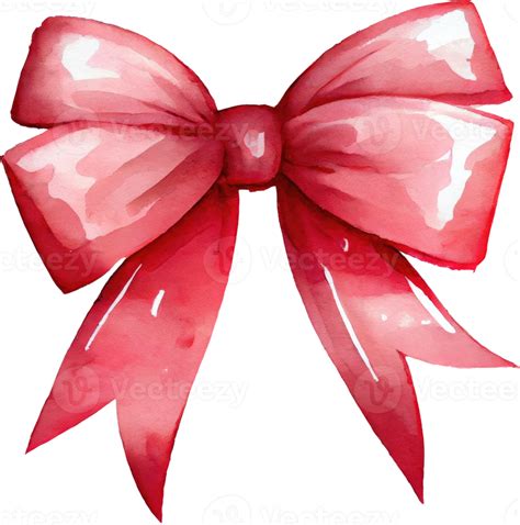 Free Red Bow Watercolor Illustration Png With Transparent