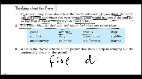 Ncert Class English Poem How I Fire And Ice Question And