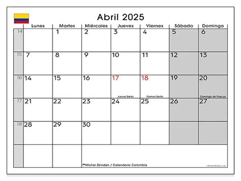 Calendario Colombia Abril 2025 Con Festivos Luci Simona