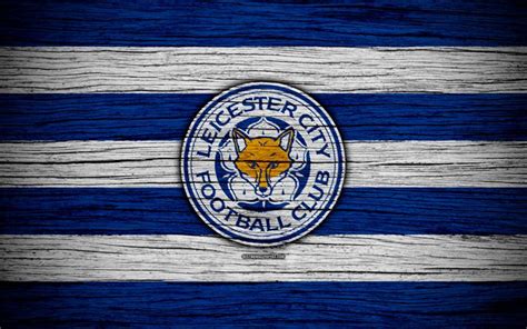 Download Wallpapers Leicester City 4k Premier League Logo England Wooden Texture Fc