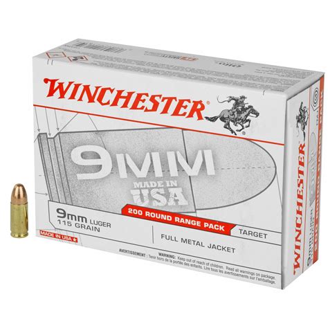 Winchester Usa Target 9mm Luger 115gr Full Metal Jacket 200 Box Munitions Express