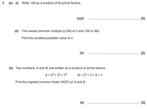 Gcse 9 1 Maths Hcf Lcm Past Paper Questions Page 2 Of 2 Pi Academy