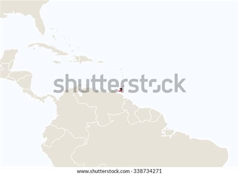 Vektor Stok South America Highlighted Trinidad Tobago Map Tanpa Royalti 338734271 Shutterstock