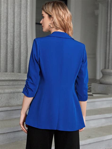 Lapel Neck Open Front Blazer Unique21