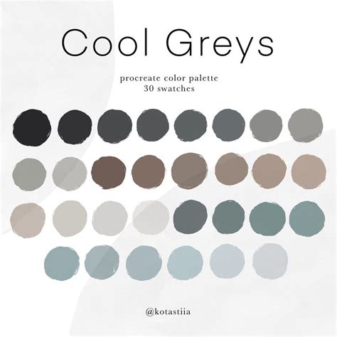 Cool Greys Color Palette 30 Handpicked Swatches For Procreate Not