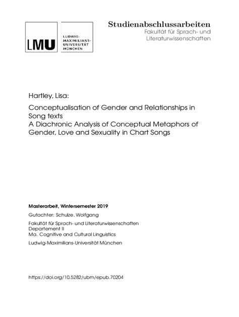 Fillable Online Epub Ub Uni Muenchen Conceptual Metaphors In Lyrics By