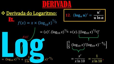 Derivada Do Logaritmo Regra E ResoluÇÃo Youtube