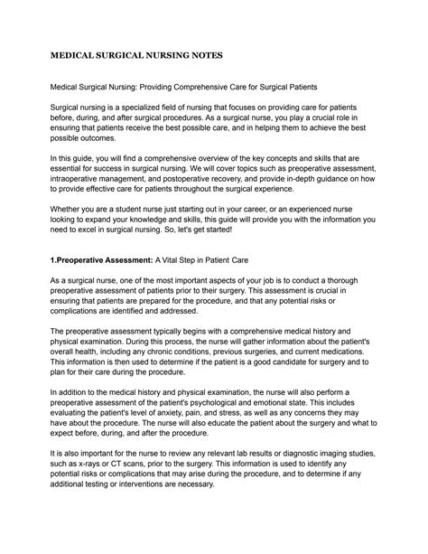 Medical Surgical Nursing Notes 1