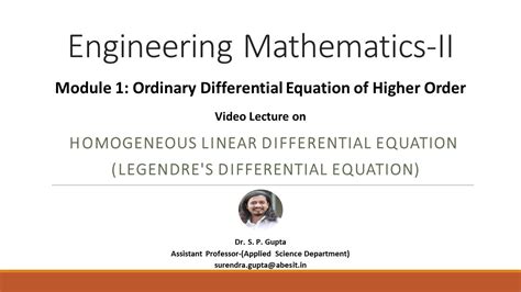 H L D E LEGENDRE S LINEAR DIFFERENTIAL EQUATION