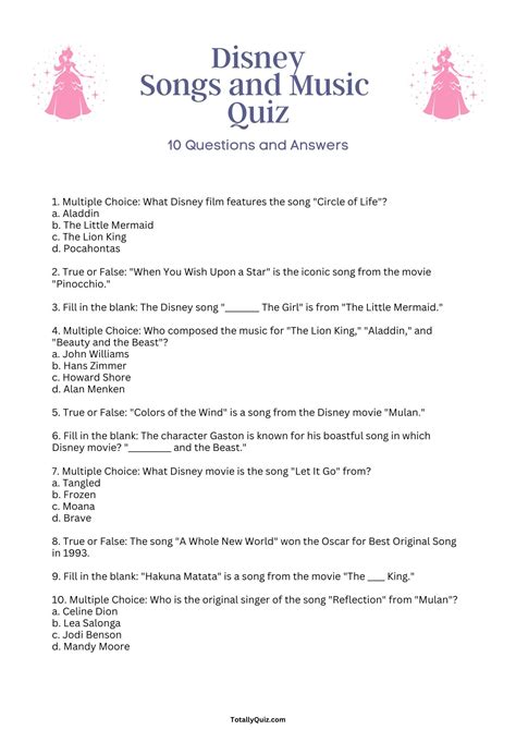 Disney Songs and Music Quiz: 10 Questions and Answers