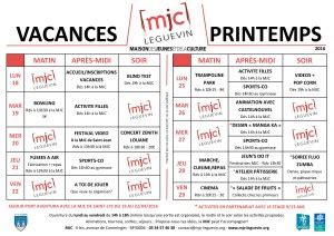 Programme Des Vacances De Printemps Mjc De Leguevin Maison Des