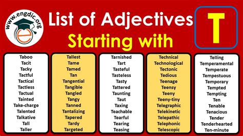 Good Adjectives Starting With T List Of Adjectives That Start With T Pdf Engdic