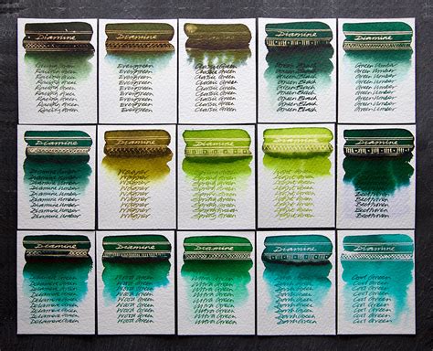 Diamine Green Inks Test Fountain Pen Ink Art