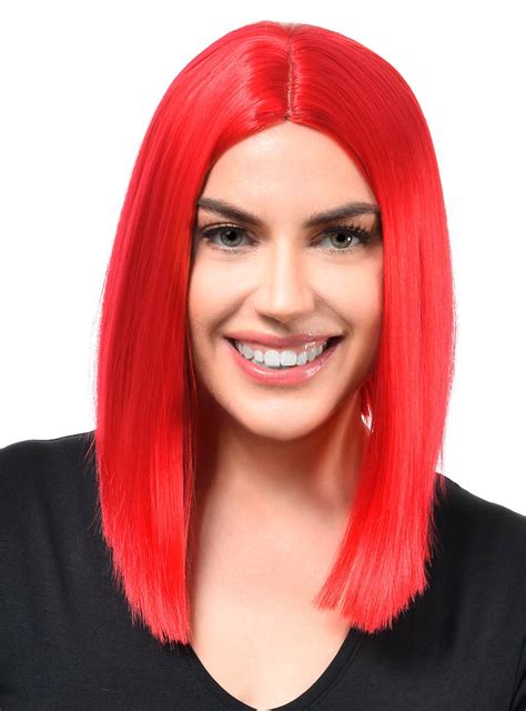 Deluxe Bright Red Concave Bob Wig For Women