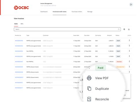 support invoice management ocbc business banking singapore
