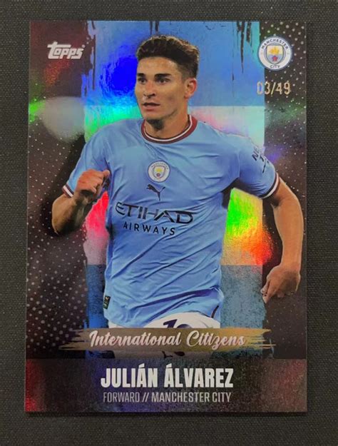 【长安代卖】2023 Topps 曼城队盒 小蜘蛛 Julian Alvarez 阿尔瓦雷斯 折射 0349编 卡面划痕白角看大图【ca19】 卡淘