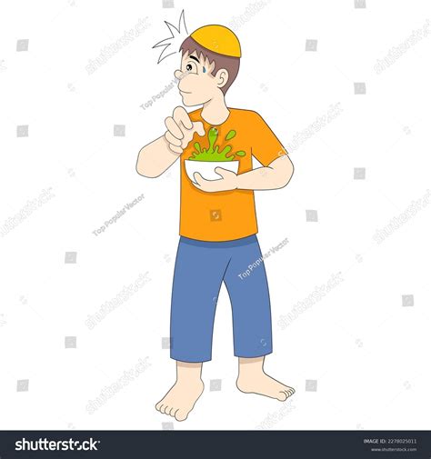 Young Boy Eating Hidden Food During Stock Vector (Royalty Free
