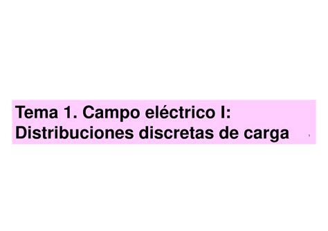 Tema Campo Electrico Distribuciones Discretas De Carga Tema