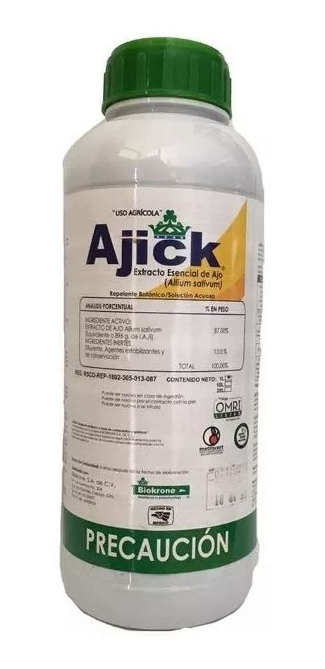 Ajick Insecticida Botanico Organico Extracto De Ajo Lt Meses Sin