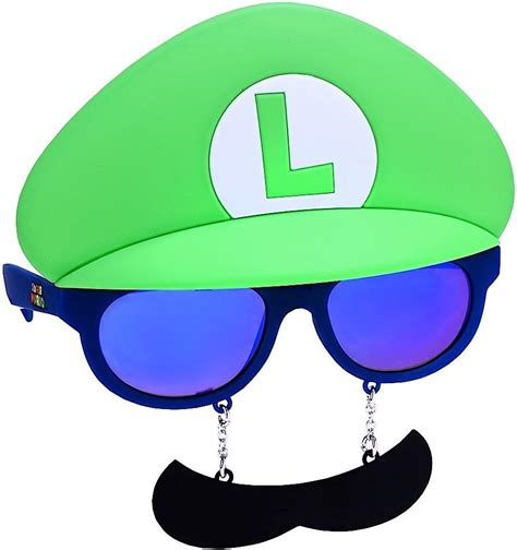 Sun Staches Nintendo Official Luigi Sunglasses Uv400 Costume Accessory Green Mask