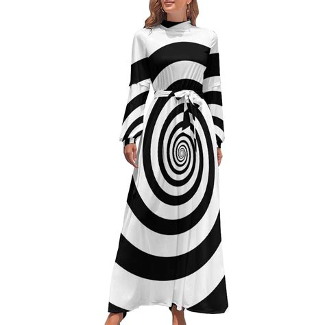 Hypnotic Black and White Swirl Long Dress prom dress 2025 summer dress