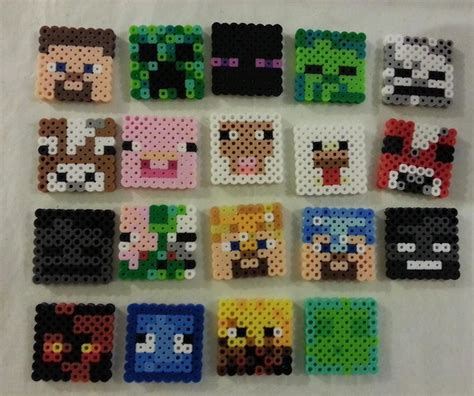 Minecraft Perler Character Faces Beading Crafts Minecraft Perler Hama Beads Design