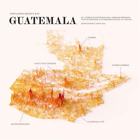 Densidad de población de Guatemala 2022 Mapas Milhaud