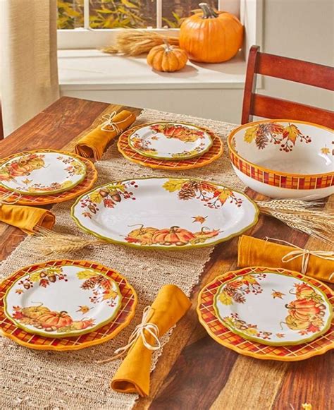 Pumpkin Design Dinnerware Set Harvest Tabletop Fall Dinnerware