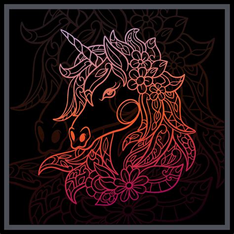 Gradient Colorful Unicorn head mandala arts. 35726408 Vector Art at ...