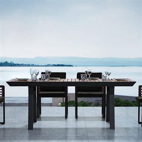 HIGOLD MANHATTAN NY 6 Person Aluminum Rectangular Dining Set In Black