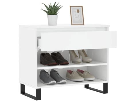 Armoire Chaussure Blanc Brillant X X Cm Bois Ing Nierie Conforama