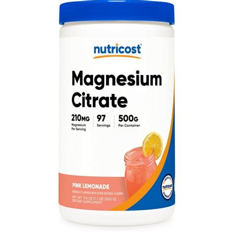 Nutricost Magnesium Citrate Powder Pink Lemonade 500 Grams Mineral Supplement