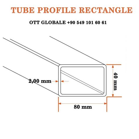 Tube Rectangle Profile Rectangulaire 10x20x1 50mm FER A BETON