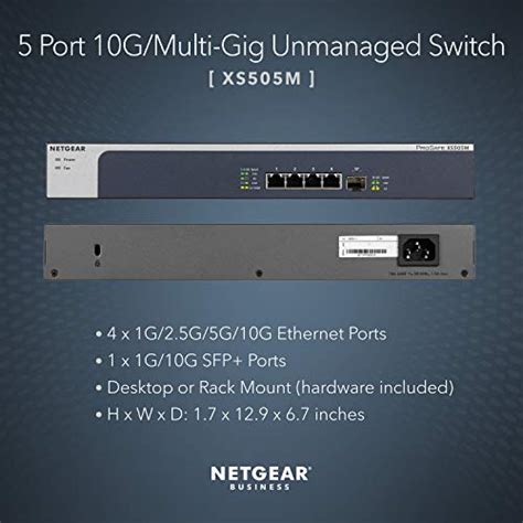 NETGEAR 5 Port 10G Multi Gigabit Ethernet Unmanaged Switch XS505M