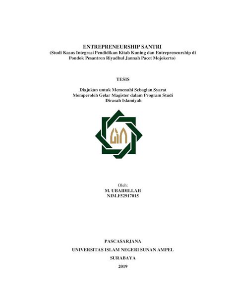 PDF Pondok Pesantren Riyadhul Jannah Pacet Mojokerto TESIS