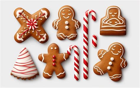 Premium AI Image | Assorted Candy Cane and Gingerbread Cookies