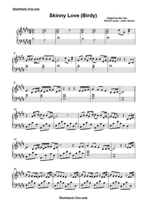 Skinny Love Sheet Music Birdy Sheet Music Pdf Piano Sheet Music Sheet Music