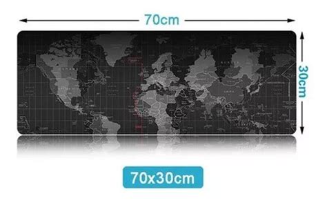 Mouse Pad Gamer Speed Extra Grande 70x30 Mapa Mundi 1 Cor Preto